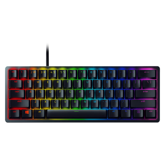 Razer Huntsman Mini (Purple Switch) - Tastatur de gaming compactă de 60% (Switch-uri optice clicante, capace de taste Doubleshot PBT, cablu USB-C detașabil) QWERTY US-Layout | Negru - RZ03-03390100-R3M1