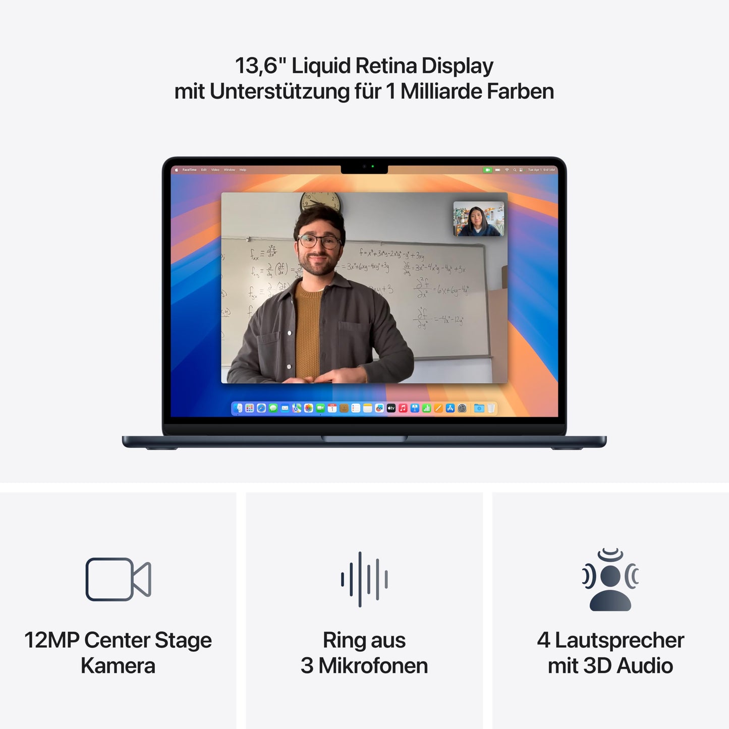 Apple MacBook Air (13", Apple M4 chip with 10-core CPU and 8-core GPU, 16GB shared memory, 256 GB) - midnight - MW123D/A