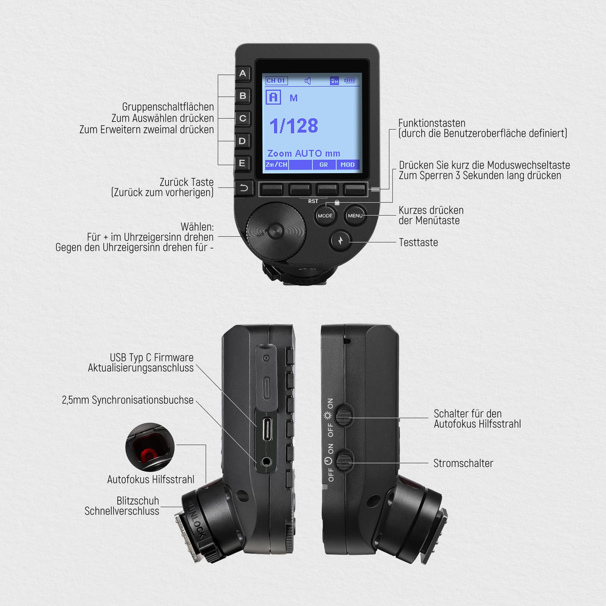 NEEWER Upgraded QPRO-F TTL Wireless Flash Trigger, compatible with Fujifilm 1/8000s HSS, angled large display, 5 groups, 9 customizable functions for Q6 Q4PRO Q120 Z3R Z2PRO Z880 S102-400W PRO