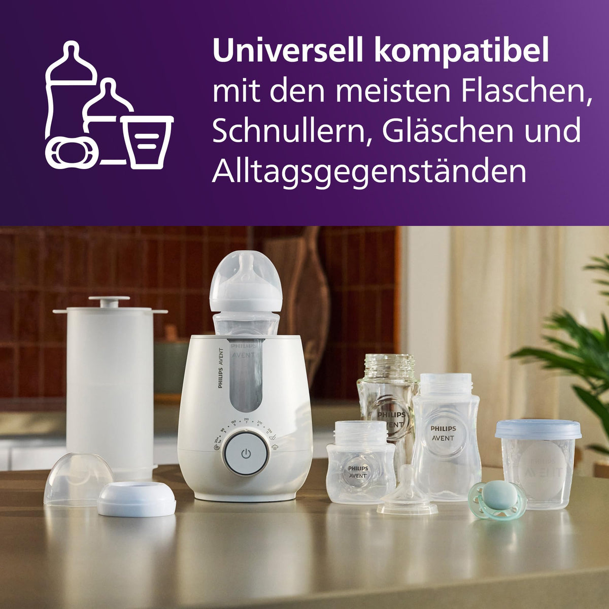 Philips Avent Premium 2-in-1 Bottle Warmer and Sterilizer – Warm water bath technology with hospital-grade standards, intelligent temperature sensor, prevents hot spots, SCF359/00