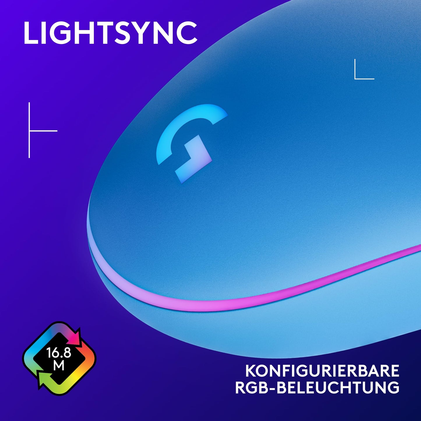Logitech G203 gaming mouse with customizable LIGHTSYNC RGB lighting, 6 programmable buttons, gaming-ready sensor, 8,000 DPI tracking, light weight - blue - 910-005798