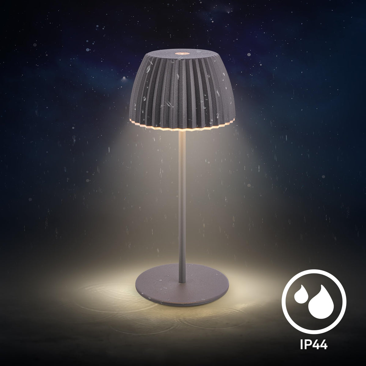 BRILONER - 2-piece set of Riffle Mini LED table lamps, wireless, IP44 with light edge, 8.5x20 cm, touch dimmer, rechargeable battery, bedside lamp, battery lamp, German Design Award Winner 2025, anthracite. - 7685025