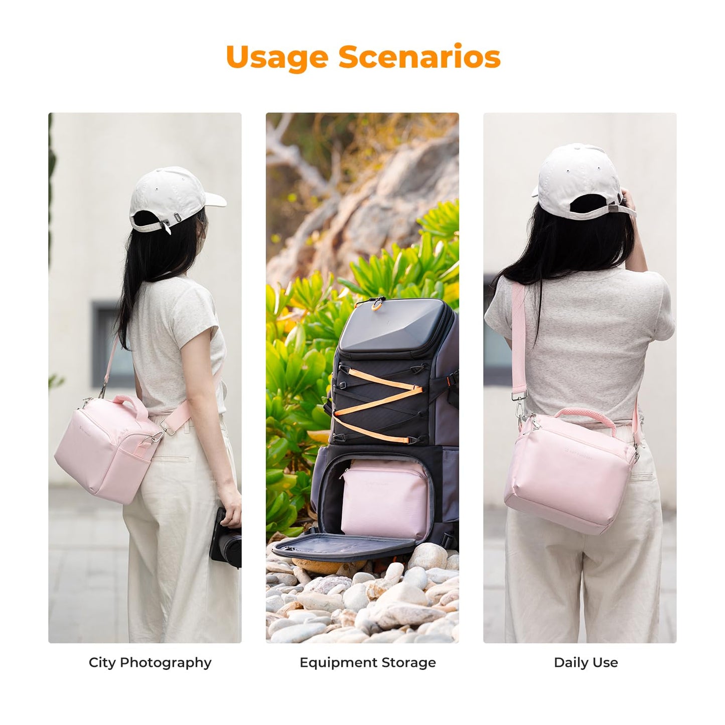K&F CONCEPT Camera Backpack Camera Bag, SLR Bags Shoulder Bag, Camera Bag Liner Bag, Photo Bag for Photographers Suitable for Daily Use (Pink) - JPKF13.179V2US