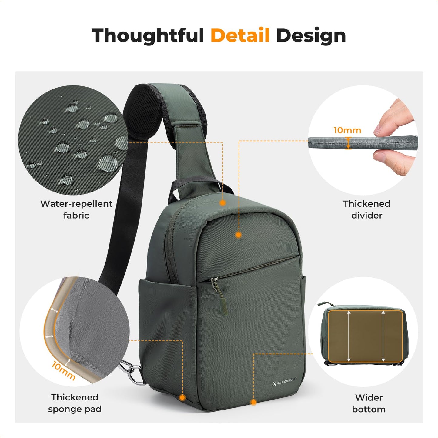 K&F CONCEPT camera bag, camera sling bag, shoulder bag, photo backpack, small, waterproof camera backpack, adjustable shoulder strap, camera backpack for DSLR/SLR camera lens - JPKF13.171V2US