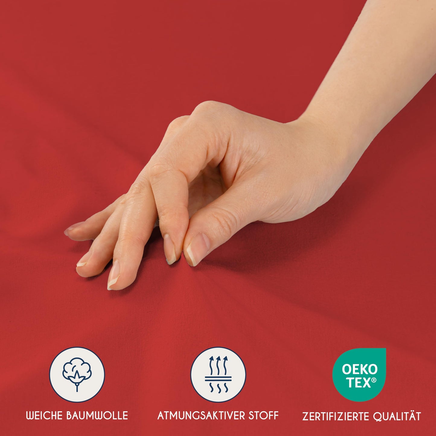 Dreamzie - fitted sheet 160x200cm - cotton Oeko Tex certified - red - 100% jersey fitted sheet 160x200 - DHC_160x200_Rd_2