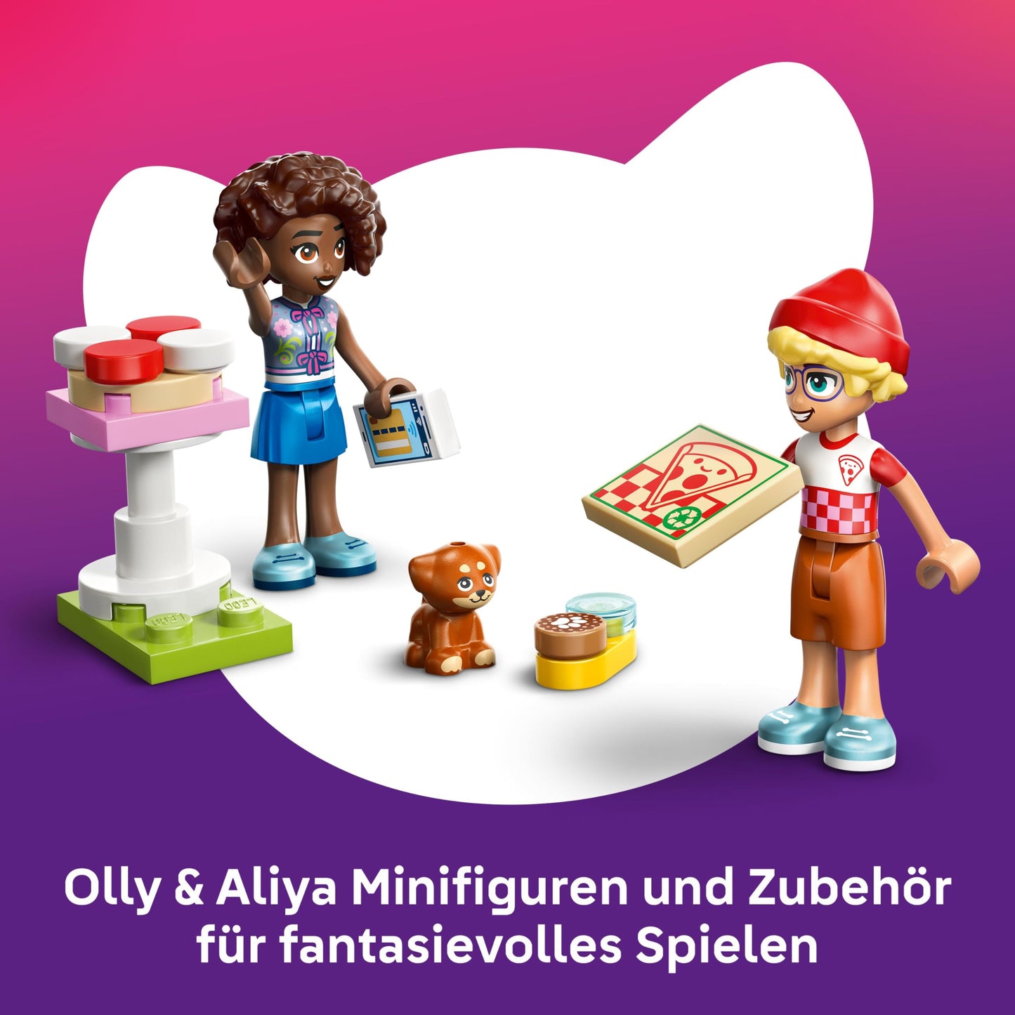 LEGO Friends pizza truck - playset with 2 minifigures, dog figure & toy food accessories - children's room decoration - gift idea for girls aged 6 and over - 42694