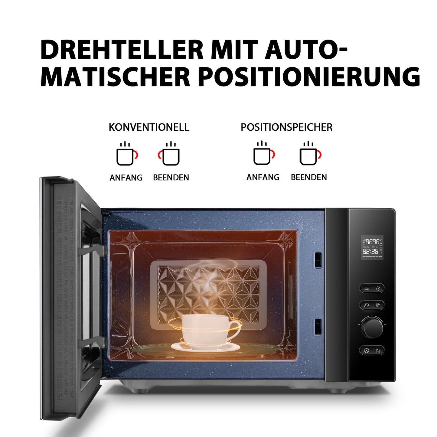 Toshiba MV-AM20T(BK) microwave/solo microwave/20 L/800 W/5 power levels/12 automatic programs/enamel interior/easy to clean/defrost function/glass turntable (24.5 cm)/black