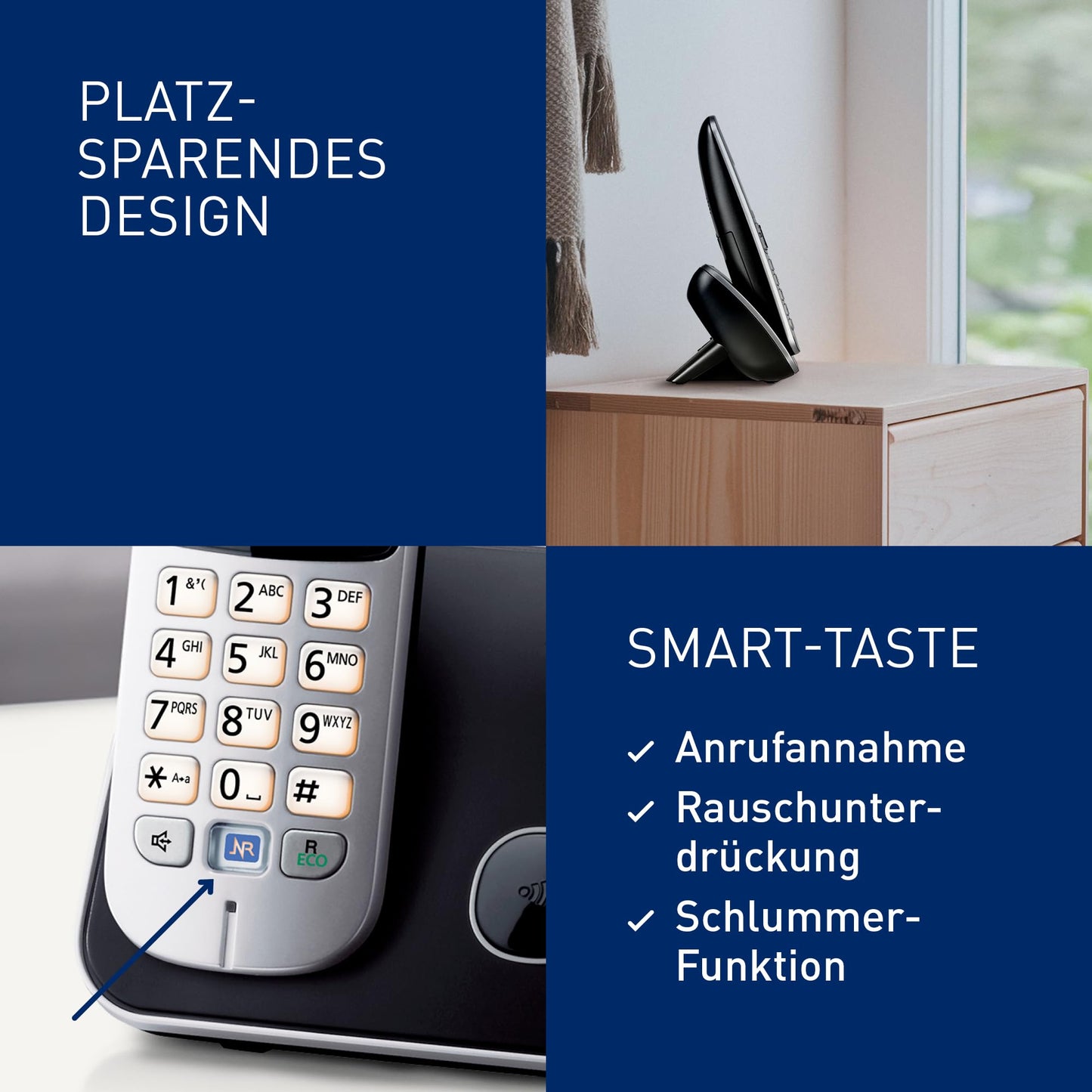 Panasonic KX-TG6812GB DECT cordless telephone Duo without answering machine (low radiation, eco mode, gap telephone, landline, call barring) black