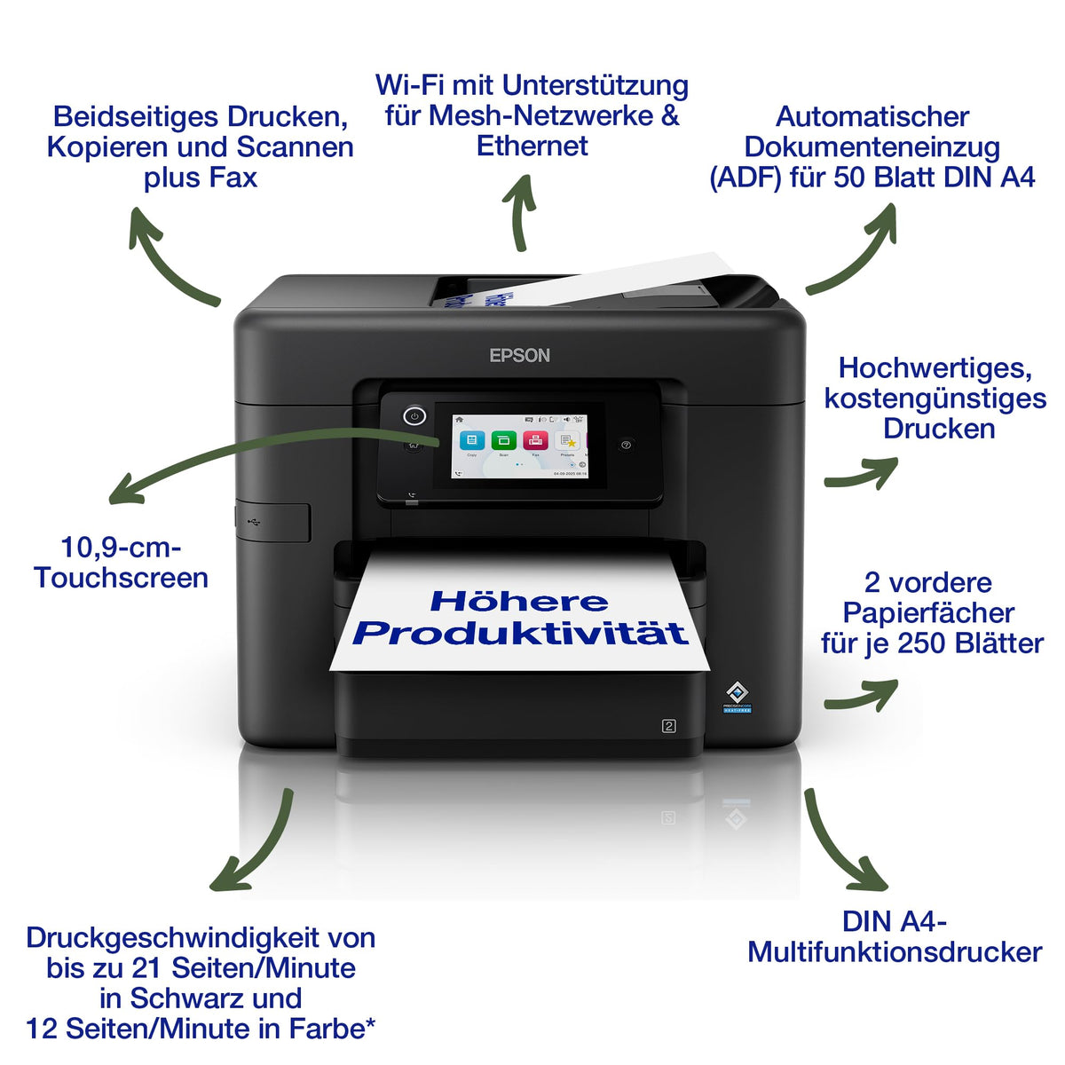 Epson Workforce Pro WF-4930 Inkjet Printer | SOHO Use | WiFi and Ethernet | A4 | Print, Copy, Scan, Fax | 10.9 cm Touchscreen | Automatic 50-Sheet Document Feeder