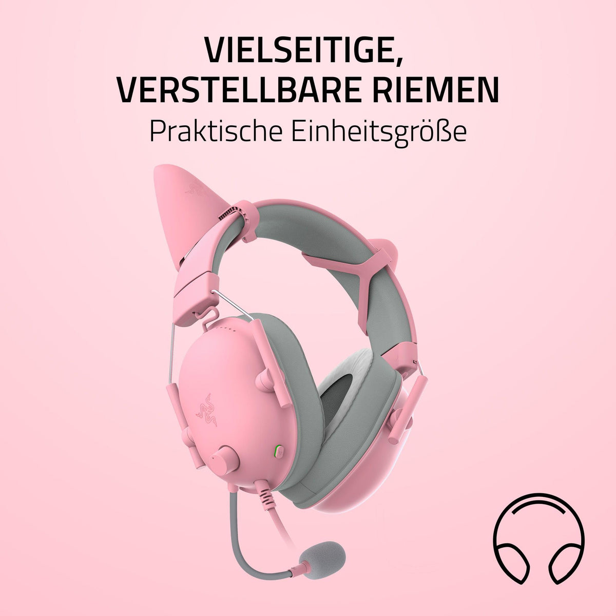 Razer Kitty Ears V2 - Urechele universale clip-on pentru headsets (urechele clip-on, versatile, benzi ajustabile, 26g din silicon premium) Quartz - RC21-02230200-R3M1