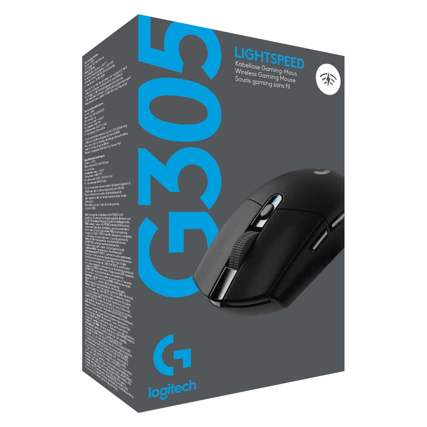 Logitech G G305 Lightspeed wireless gaming mouse with Hero 12K DPI sensor, wireless connection, 6 programmable buttons, 250 hours of battery life, lightweight, PC/Mac - black - 910-005283
