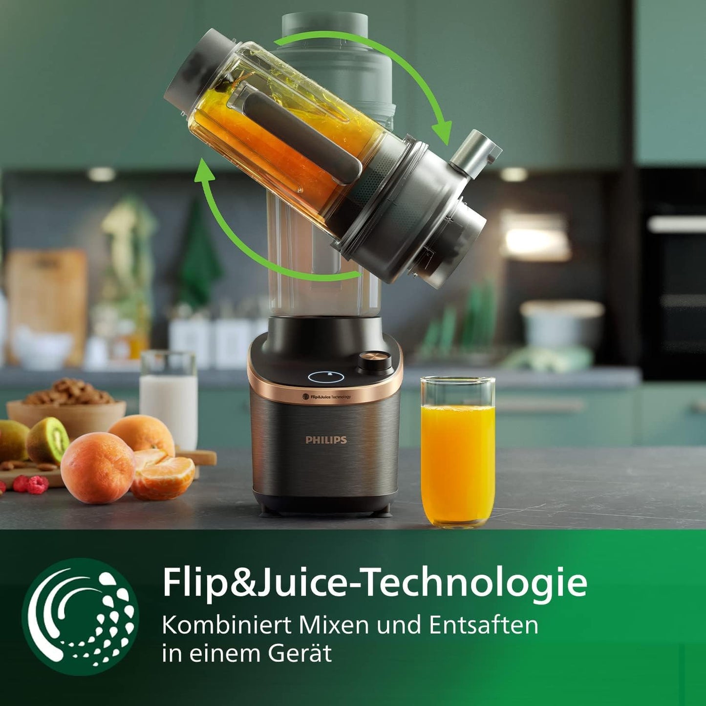 Philips Flip&Juice high-performance blender 7000 series with juicer module, Flip&Juice technology, ProBlend Ultra technology, HomeID app, 8 quick selection programs, quick cleaning function (HR3770/10)