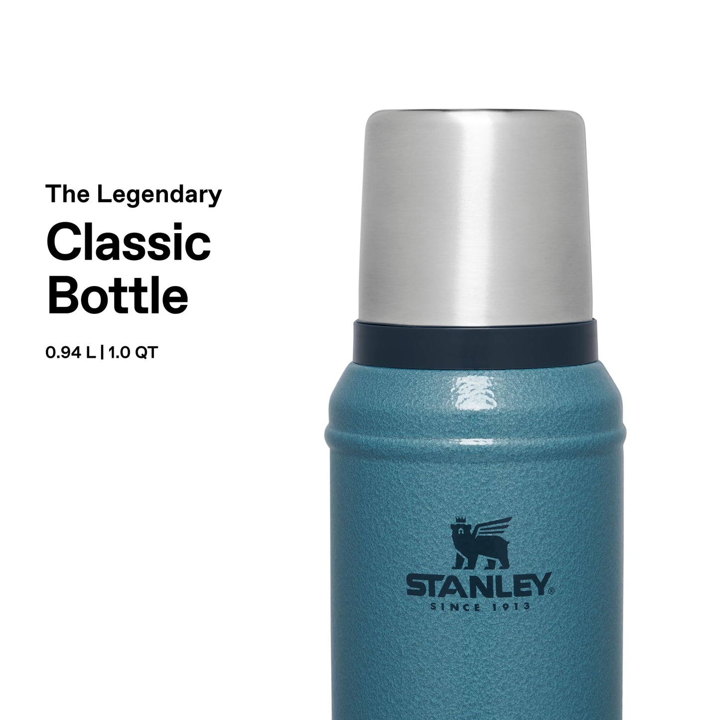 Stanley 1913 Classic Legendary Thermos Flask 0.94L - Keeps Hot or Cold for 24 Hours - Dishwasher Safe - Lid Serves as a Mug - Vacuum Flask BPA Free - Stainless Steel Thermos Flask - Hammertone Lake - 10-11346-094