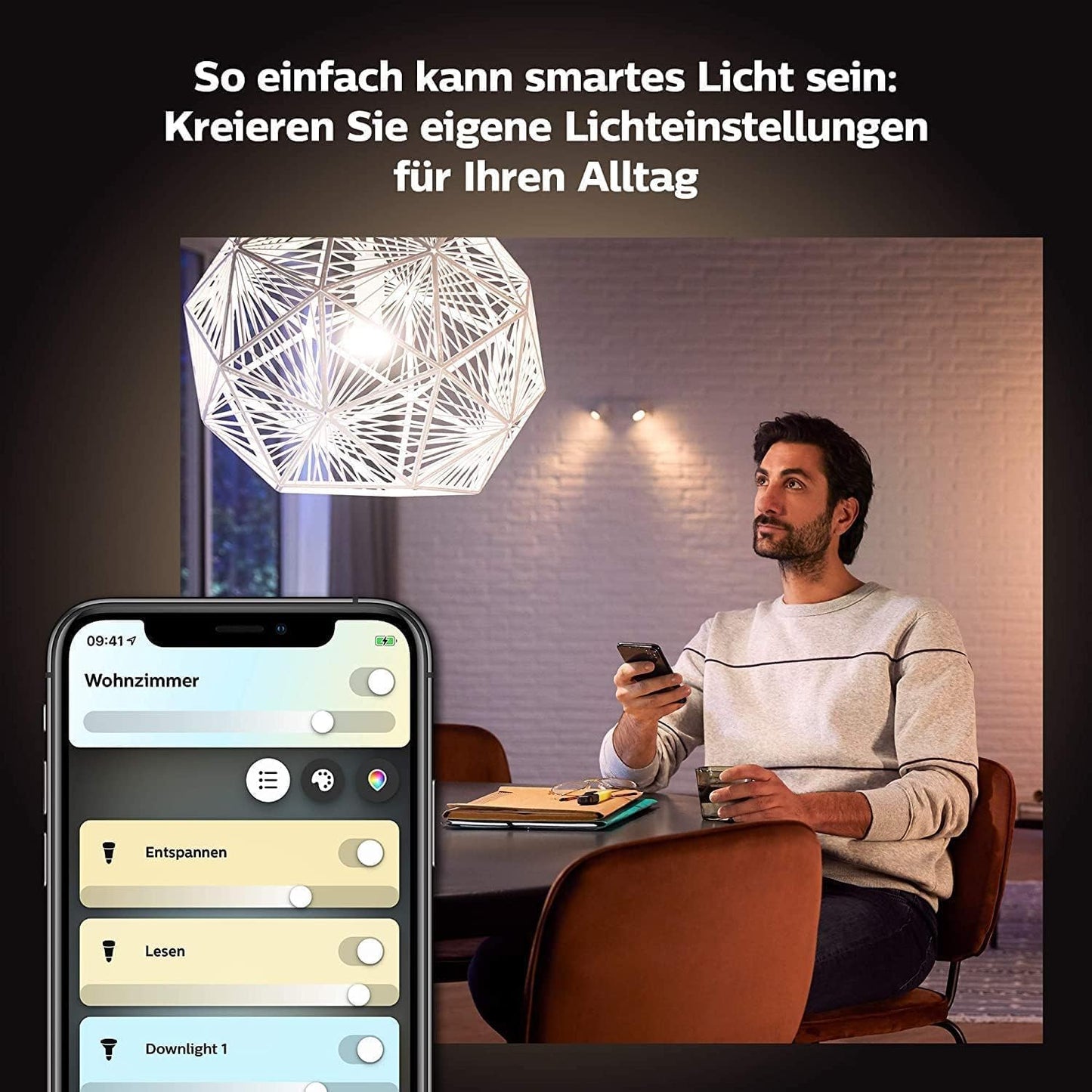 Philips Hue White Ambiance E14 lamp single pack 470, dimmable, warm to cool white light, controllable via app, compatible with Amazon Alexa (Echo, Echo Dot), pack of 1 - 929002294407