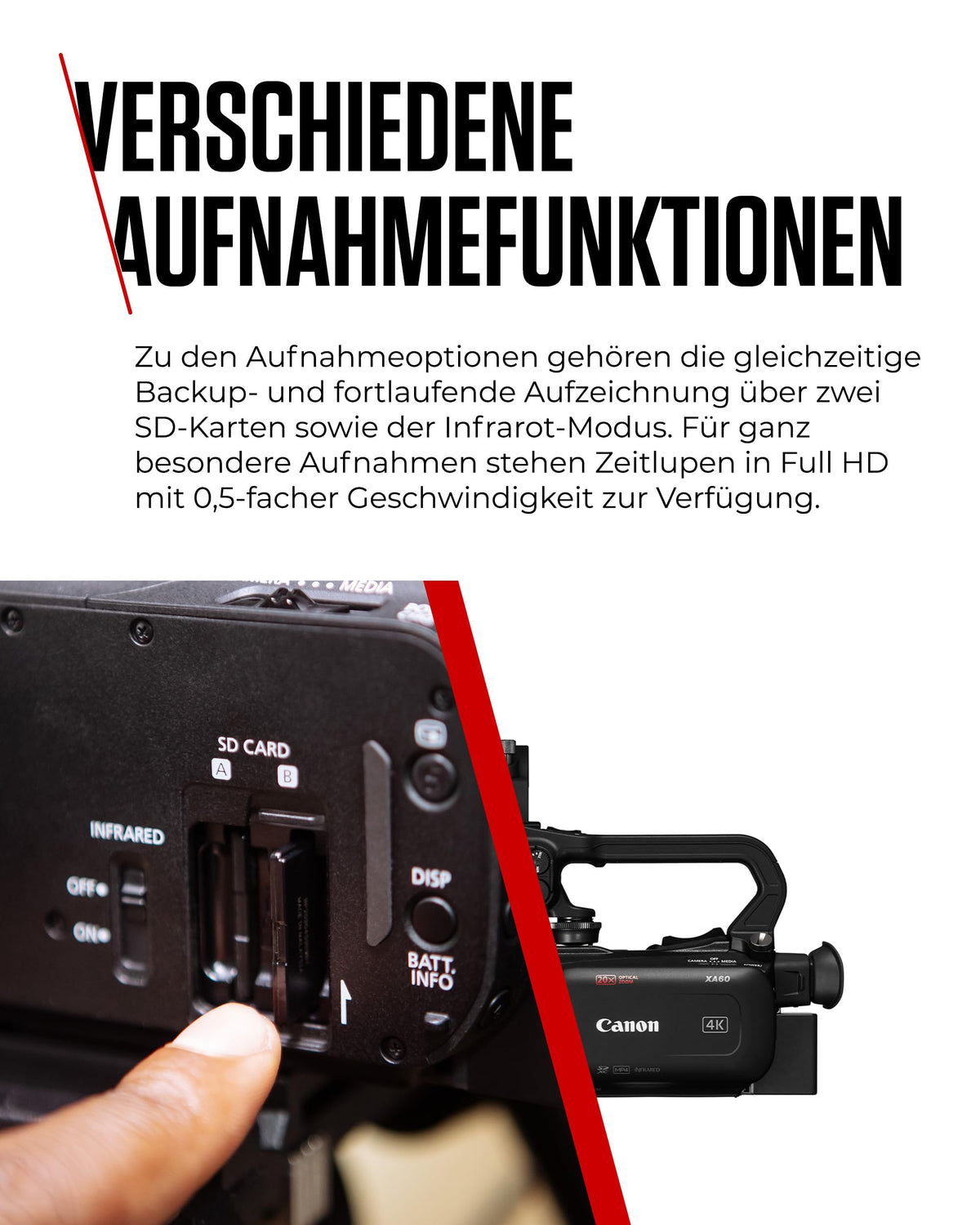 Canon XA60 Professional 4K Camcorder, 20x Optical Zoom, CMOS Sensor