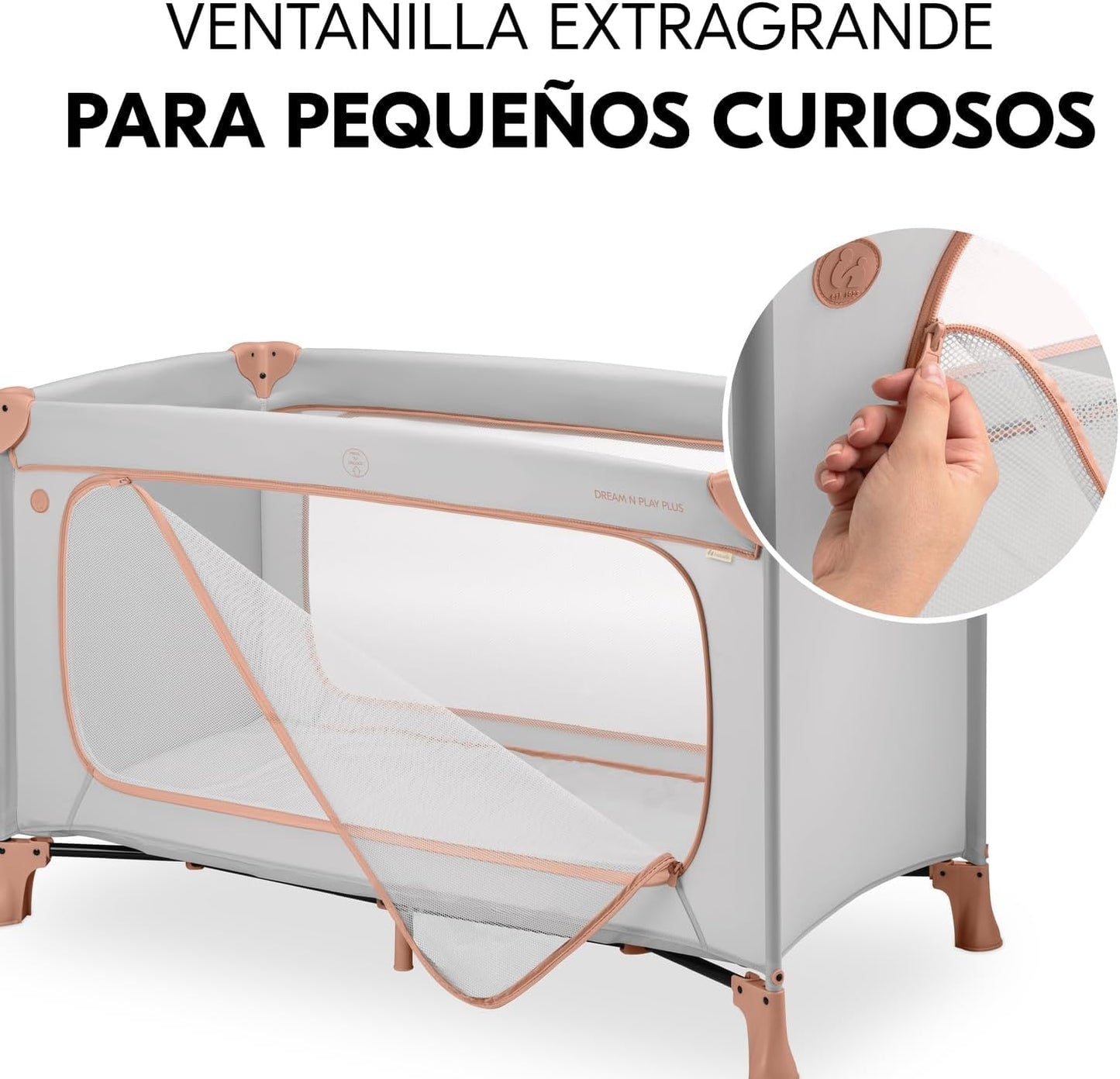 hauck travel cot baby with XL play opening, Dream N Play Plus Dusty Cork - 601006
