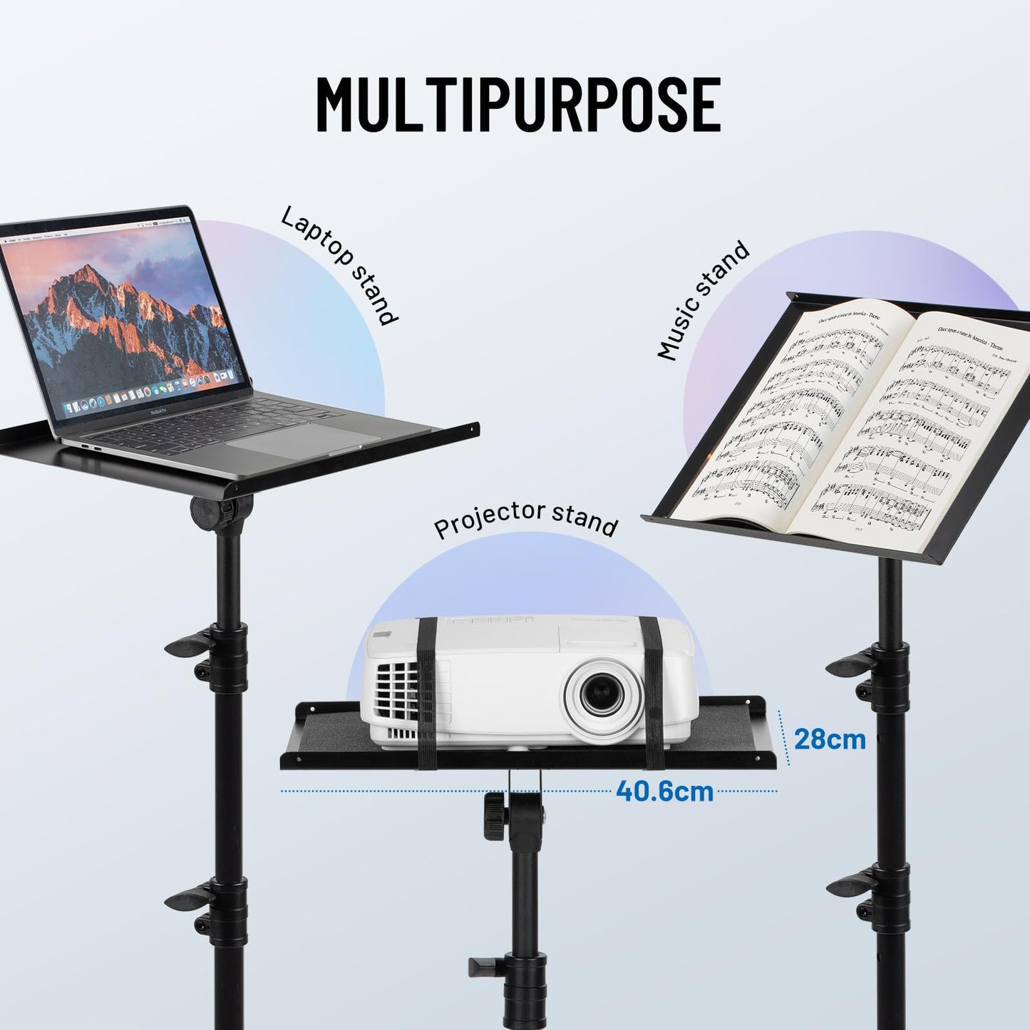 CAHAYA Projector Stand Projector Holder Multifunctional Floor Stand for Laptop Stand Projector Camera with Adjustable Height for Outdoor Films, Computer CY0331-1 - CY0331-1-EU