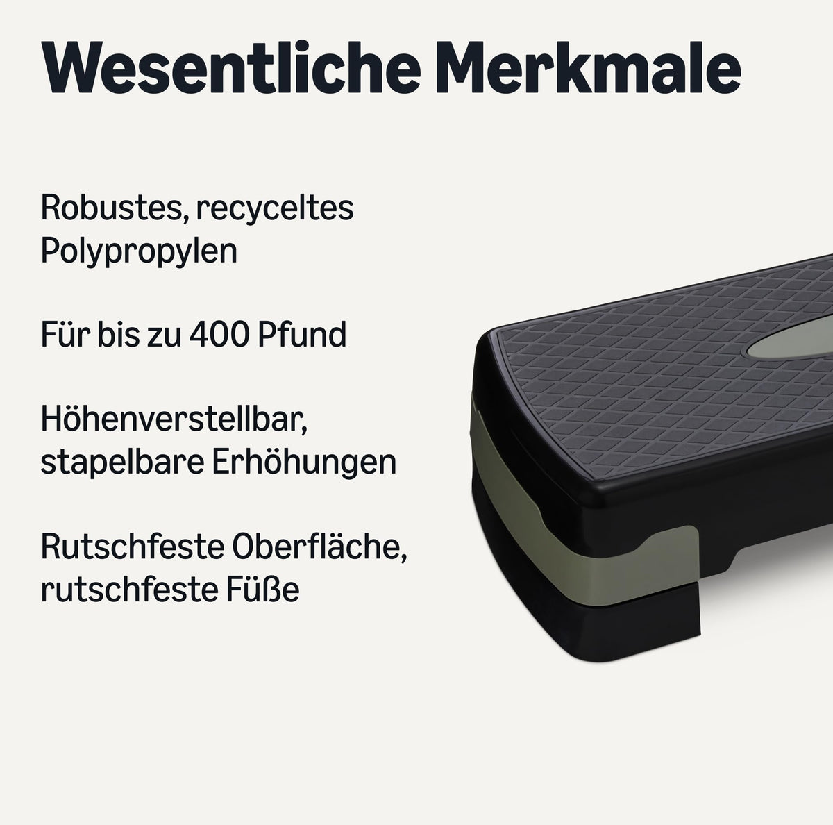 Amazon Basics Placă de step aerobic, Stepper de antrenament ajustabil pentru acasă, 68.58cm, Negru/Gri - JRTA1001