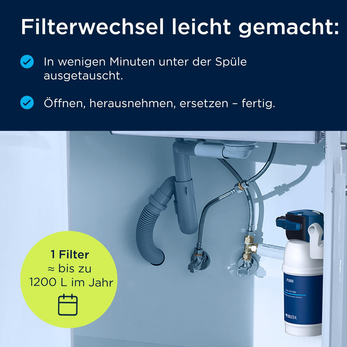BRITA Filter cartridge P1000 for BRITA faucets with lime filter, 1-pack - 1004263