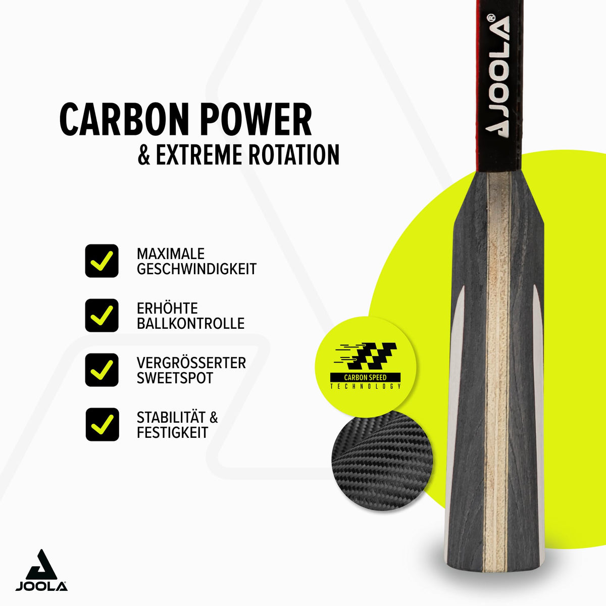 JOOLA Rachetă de tenis de masă Carbon X Pro, aprobată ITTF, rachetă profesională pentru competiții, 7 stele, grosime burete 2 MM, Negru/Gri - 54206