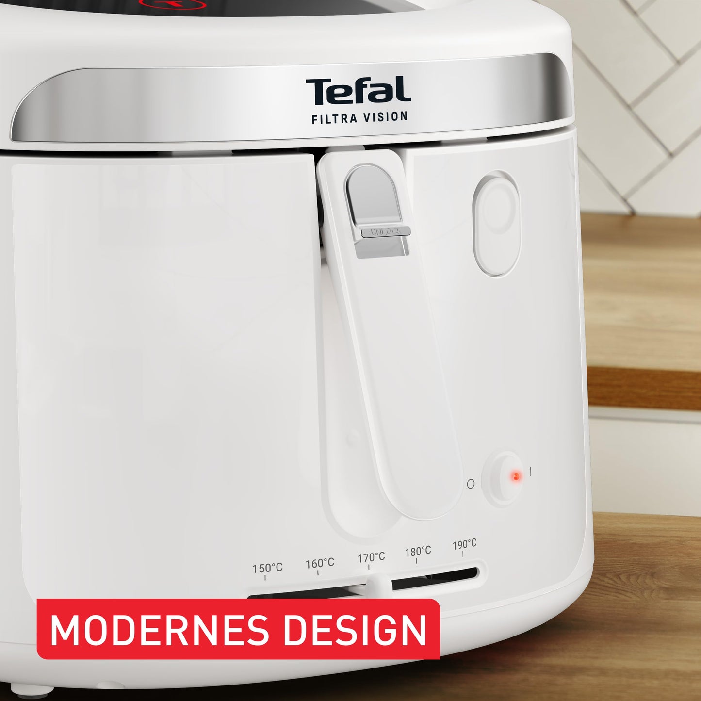 Tefal Filtra Vision Deep Fryer, 1kg Capacity, Extra Large Viewing Window, Modern Design, Folding Handle, Removable Parts, Timer, Temperature Control, White, FF2541E0