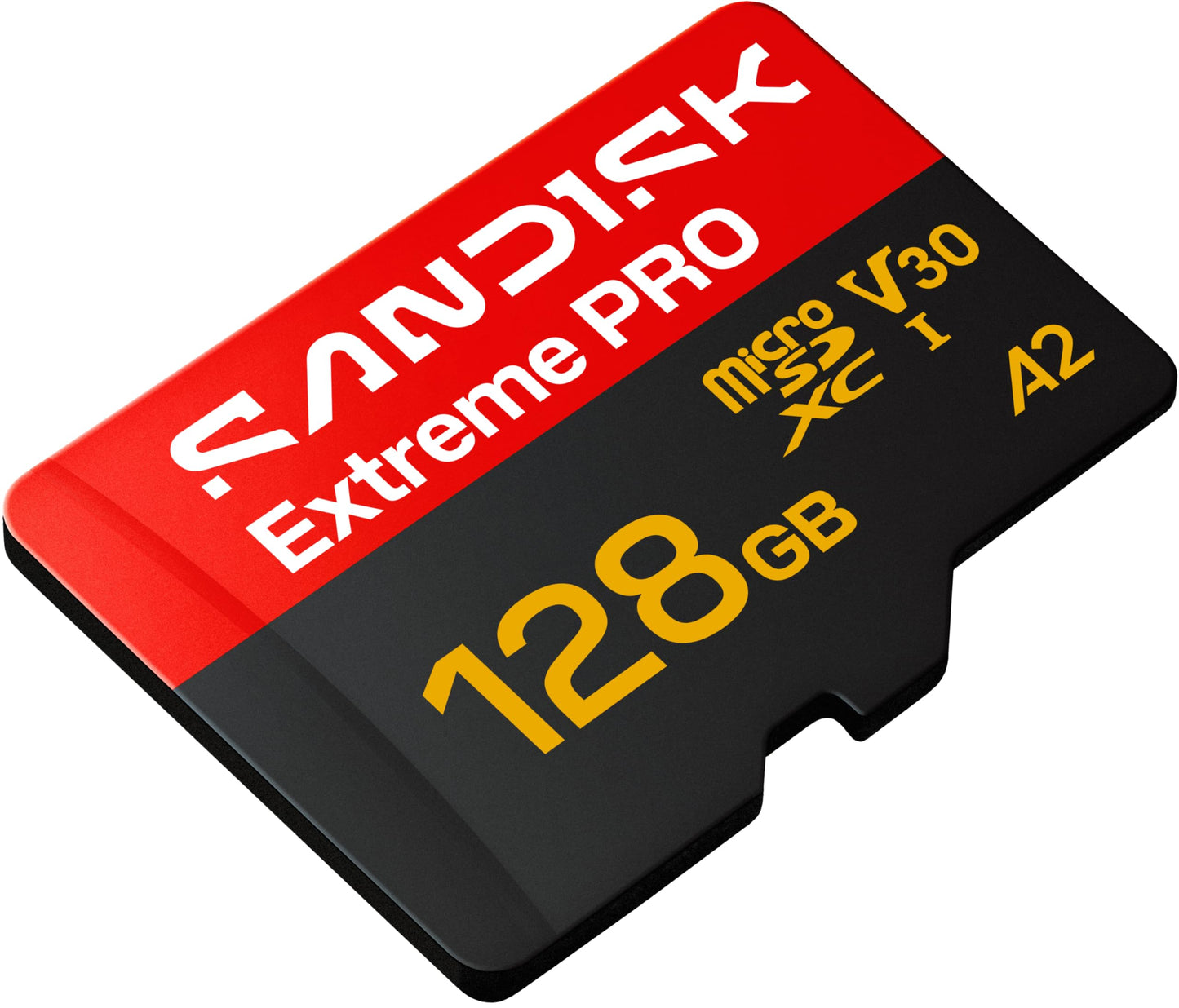 SANDISK Extreme PRO microSDXC 128GB, UHS-I Card + SD Adapter (up to 250 MB/s Read, up to 120 MB/s Write, 5K, 3K, 4K UHD, C10, V30, U3, A2) - SDSQXCJ-128G-GS6MA