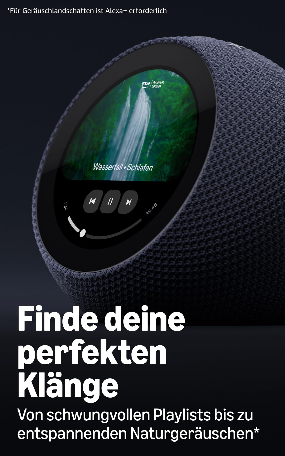 The new Amazon Echo Time, customizable clock designs, smart alarm clock, soundscapes, smart home hub, ideal for bedrooms, coral pink, with Alexa+ Early Access. - FS738N