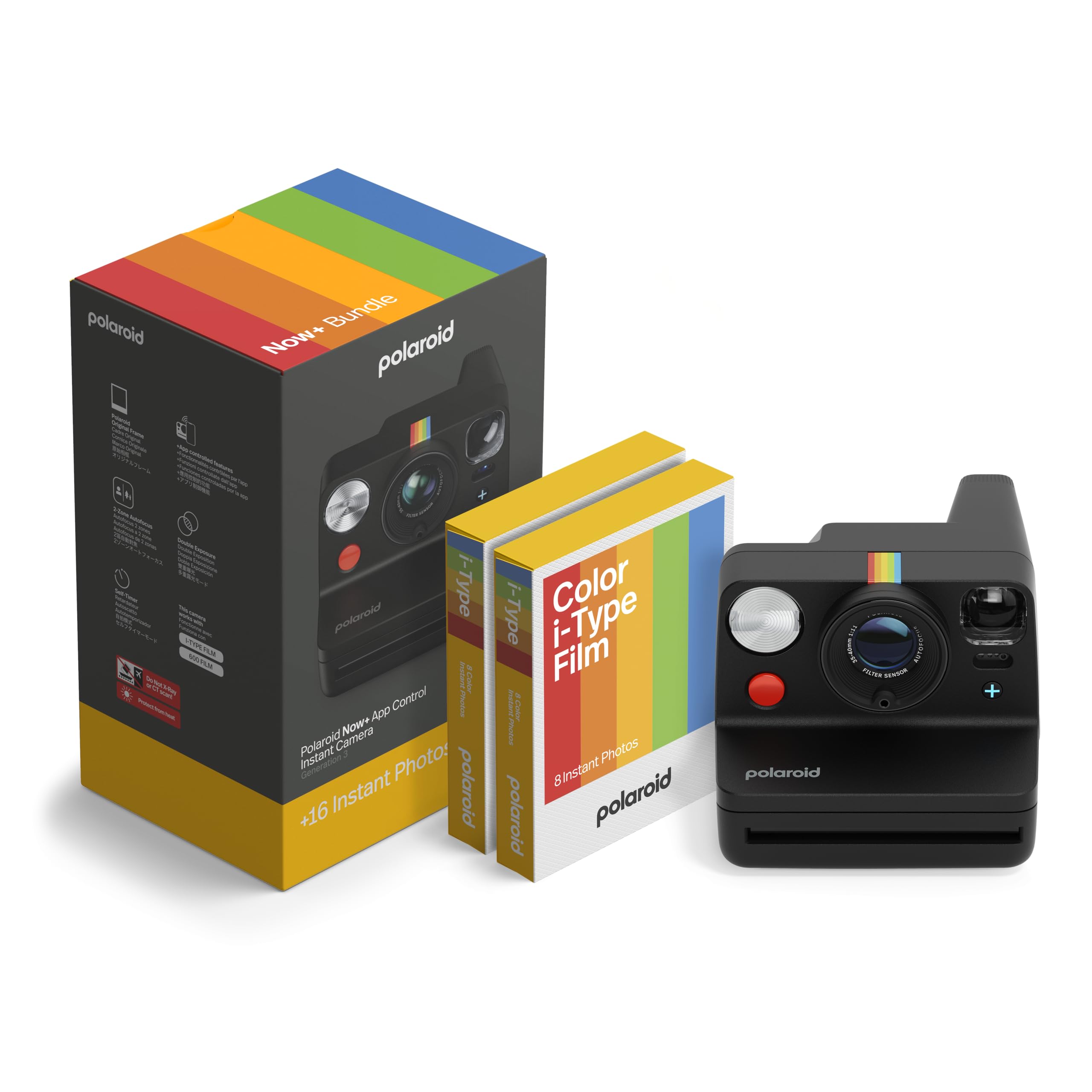 Polaroid - Now+ Gen 3 - Instant camera with Bluetooth connection - Bundle camera + color film (16 photos) Black (6562) - 006562
