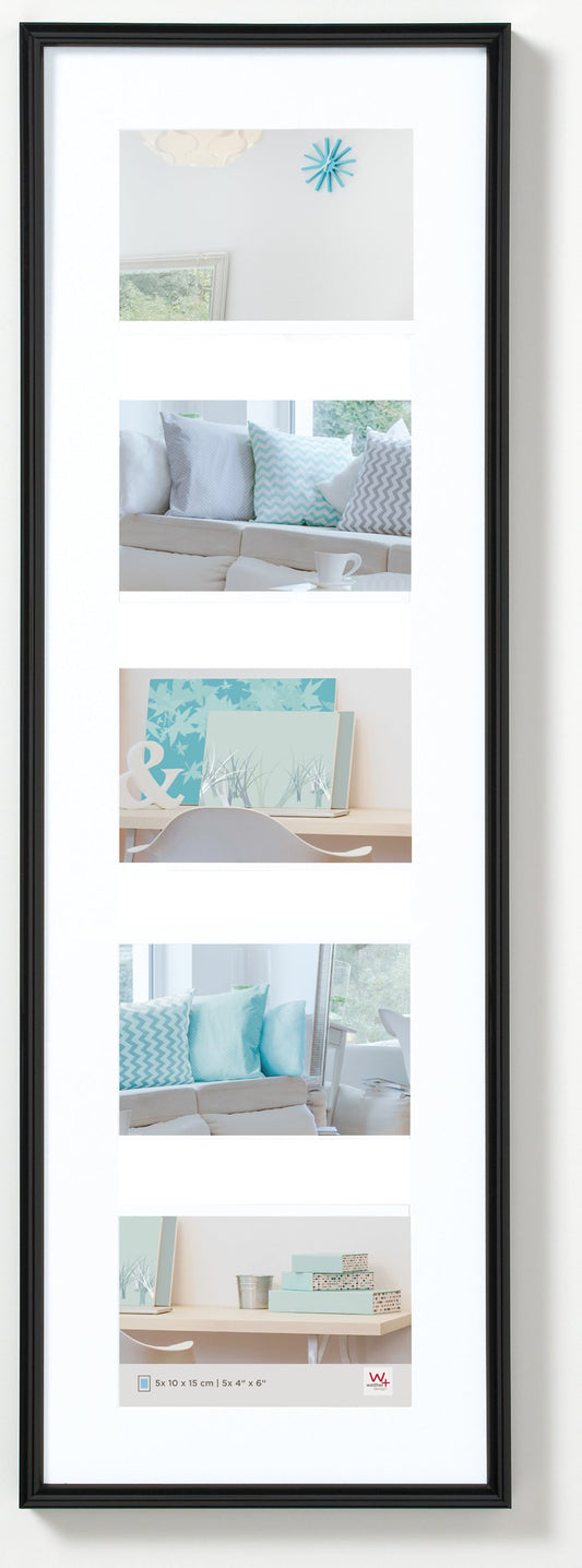 walther design picture frame black 5X 10x15 cm gallery with passe-partout, New Lifestyle plastic frame KV515B