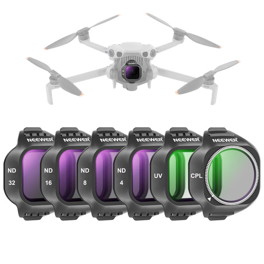 Set de filtre NEEWER CPL ND compatibil cu camera dronei DJI Mini 5 Pro (CPL/ND8/ND16/ND32/ND64/ND128), 6 bucăți, Snap On, filtre polarizatoare circulare, filtre gri pentru obiectiv, accesorii foto - FL-C70
