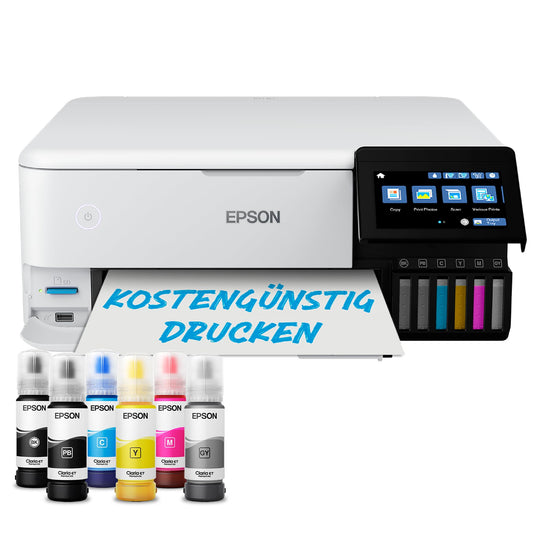 Epson EcoTank ET-8500 Ink Tank Printer | Photo Printing | 6-Color Ink System | WiFi | A4 | Print, Copy, Scan | 10.9 cm Touchscreen | Duplex Printing | Rear Paper Feed - C11CJ20401