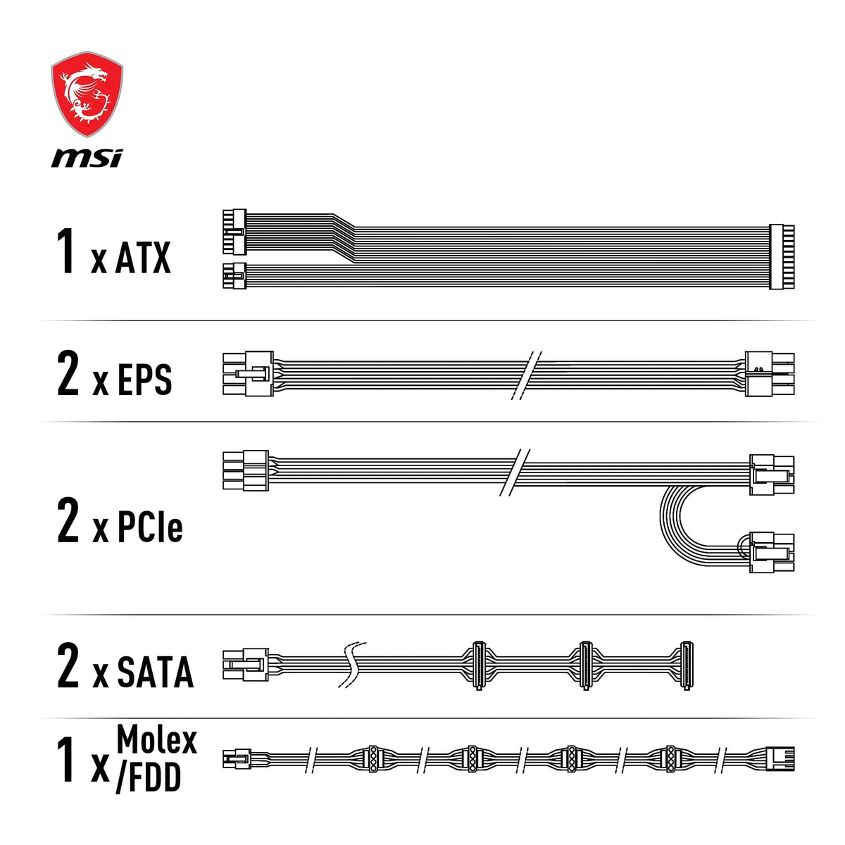 MSI MAG A650GL Sursă de alimentare, 650W, 80 Plus Gold, complet modulară, ventilator de 120mm FDB cu rulmenți dinamici, Full-Bridge LLC, cabluri plate negre - 7 ani garanție - 306-7ZP8C11-CE0