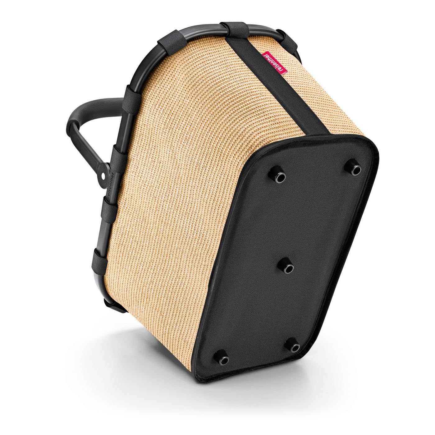 Reisenthel carrybag frame raffia black – Stable shopping basket with lots of storage space and practical inner pocket – Elegant and water-repellent design - BK7079