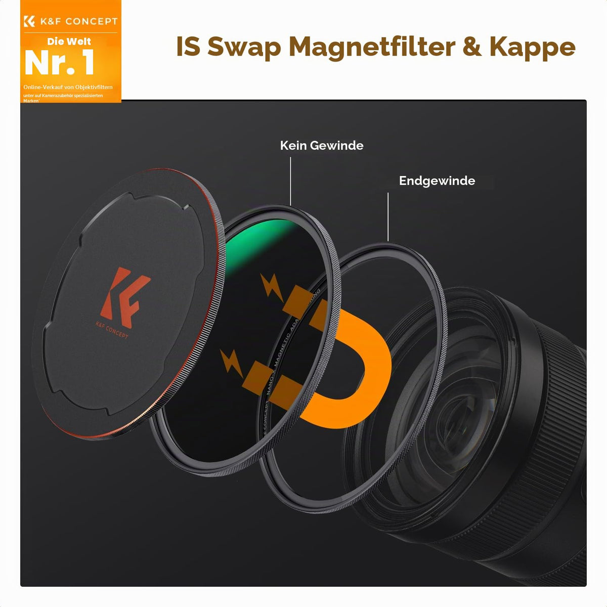 Filtru K&F CONCEPT ND 67 mm Filtru gri ND1000 (10 opriri) magnetic cu capac pentru obiectiv 67 mm (Nano-Xcel) - SKU.1759