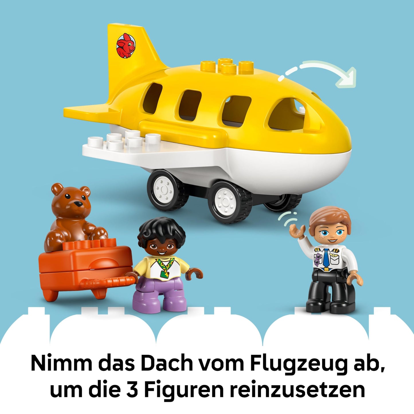 LEGO DUPLO Town First visit to the airport - learning toy to promote motor skills for toddlers - including airplane, 2 figures & teddy bear - gift for boys and girls aged 2 and over - 10443