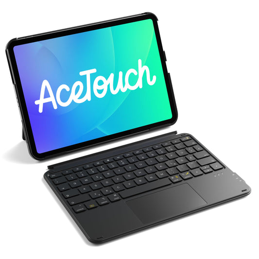 Inateck case with keyboard, ultralight keyboard for iPad 10/11 generation A16 2025 11 inch, iPad Air 11" M3/M2 (2025/2024), Air 5/4, Pro 11 4/3/2/1, removable, with touchpad, QWERTZ, AceTouch KB04122 - KB04122-G-DE