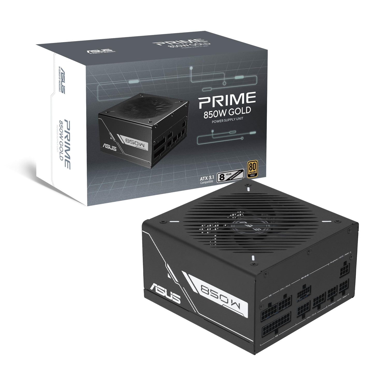 ASUS Prime 850W Gold Black Edition Gaming Power Supply - 90YE00U2-B0NA00