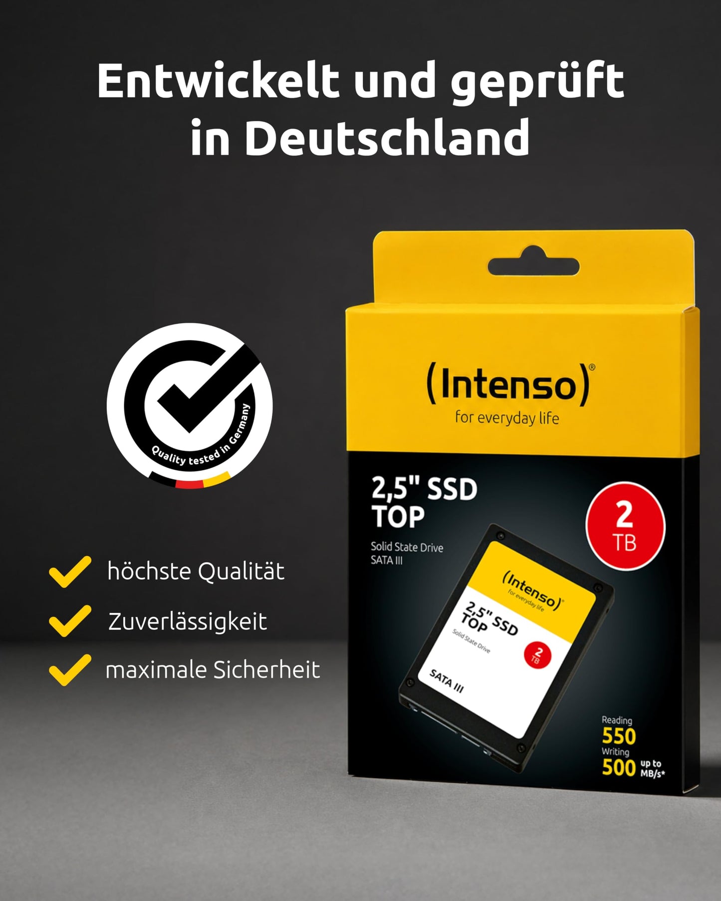 Intenso Internal 2.5" SSD SATA III Top, 2 TB, 550 MB/seconds, Black - 3812470