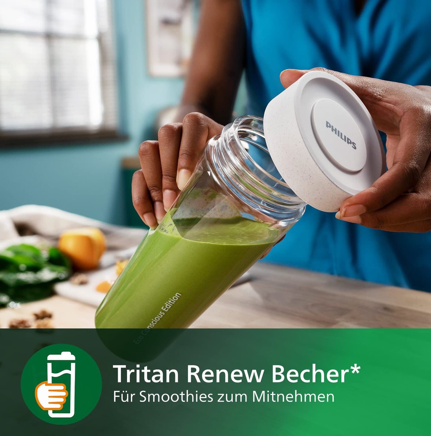 Philips stand mixer - Eco Conscious Edition, 350 watts, ProBlend technology, Tritan Renew™ cup, BPA-free, silk white matt (HR2500/00)