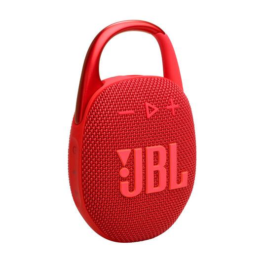 JBL Clip 5 - Red - Portable Bluetooth speaker box with JBL Pro Sound, deep bass and playtime boost function - Waterproof and dustproof - 12 hour runtime - JBLCLIP5RED