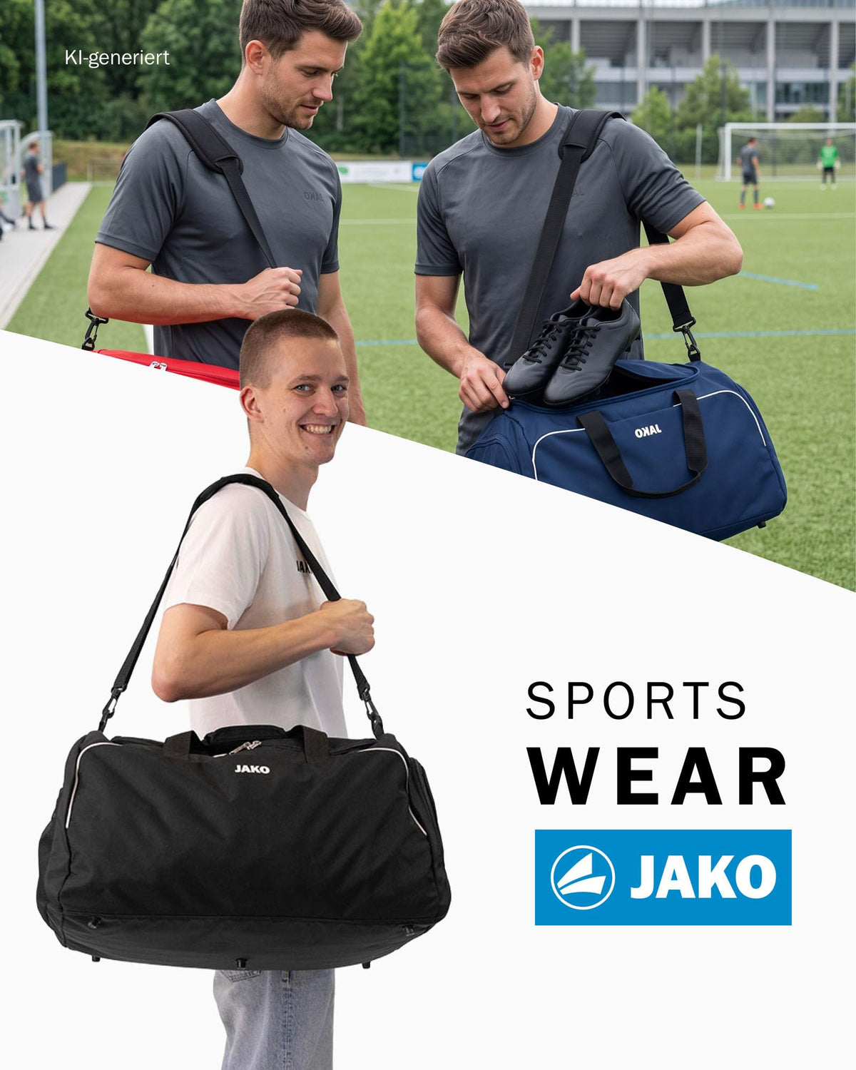 JAKO Classico Sports Bag, Unisex, Black, approx. 60 Liters - 1950/08/3