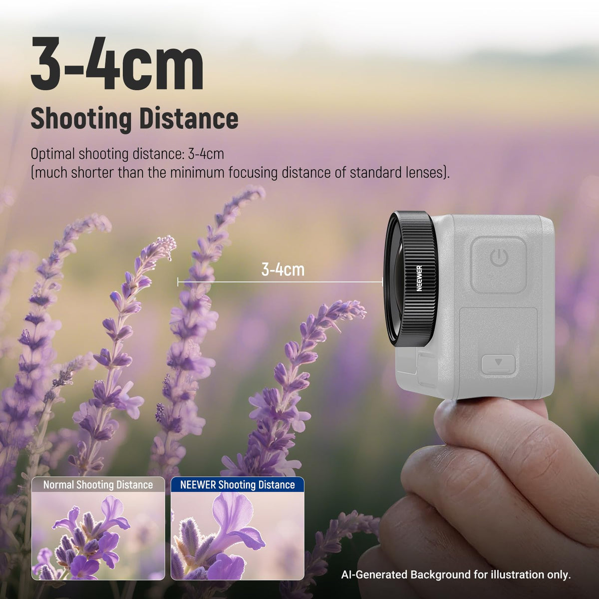 NEEWER Macro Lens compatible with DJI Osmo Nano/Action 5 Pro/Action 4 - 10106190