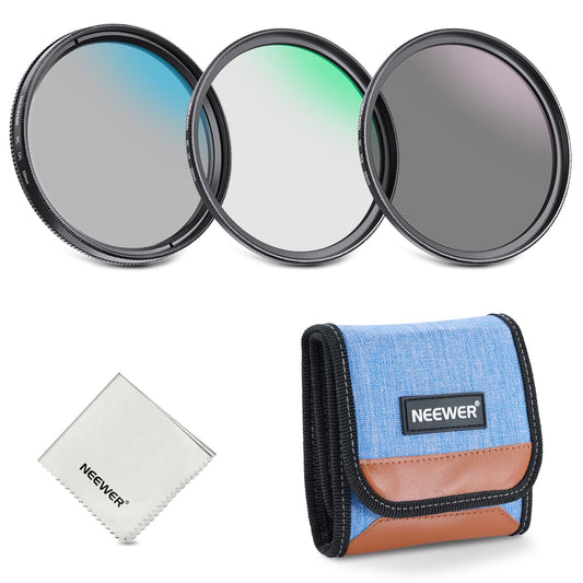 NEEWER 55mm UV CPL ND filter set, UV protection + circular polarizing filter + gray filter (ND8) camera lens filter set with multi-coated optical glass, slim frame and improved storage case - NW