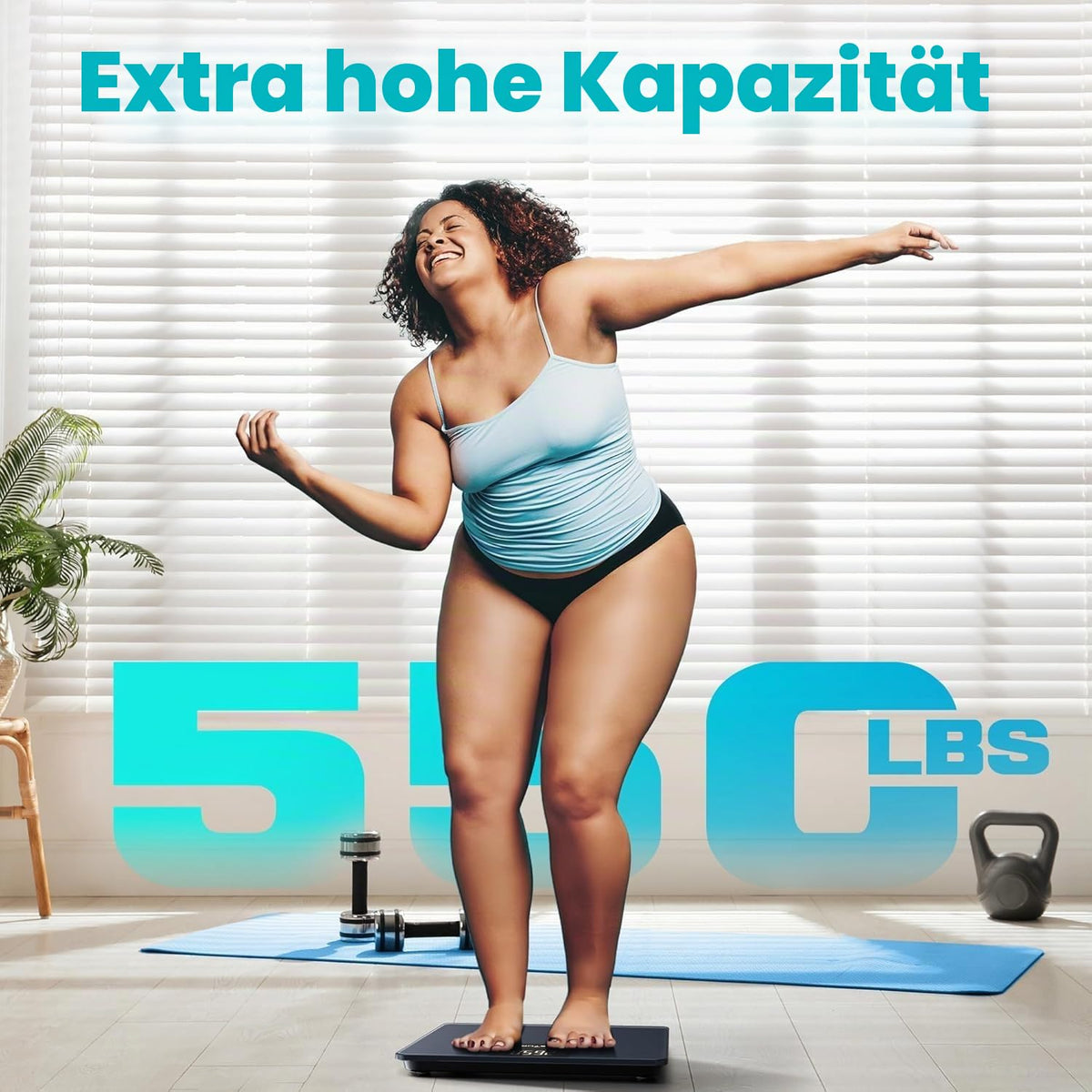 Posture Personal Scale, Digital Body Scale with 250 kg Load Capacity, High-Precision Personal Scale with Extra Wide Platform, Large LED Display, and Durable 8 mm Tempered Glass Plate for Home - BG1911W-P