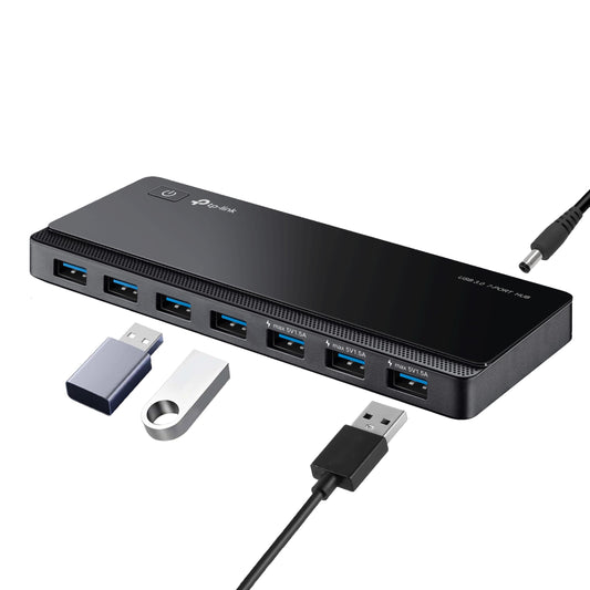 TP-Link UH700 USB 3.0 hub with power supply, 7-port USB distributor & splitter, ideal USB adapter multiple times for Windows, Mac, Chrome & Linux OS, with power supply & ON/OFF switch - TL-UH700