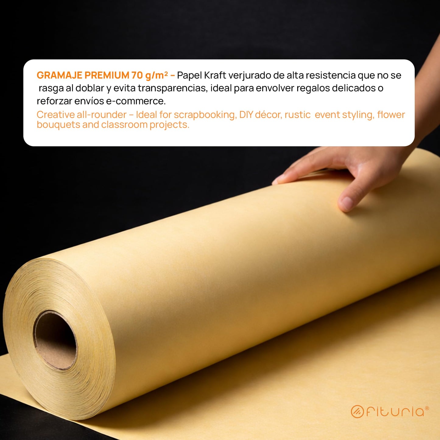 OFITURIA Kraft Paper Yellow Pastel - Roll 0.90 × 10 m - 6 Rolls - Wrapping Paper and Packaging Paper - Craft Paper for DIY, Decoration and Sewing Patterns - Tear-Resistant and Easy to Cut - COM620-parent2