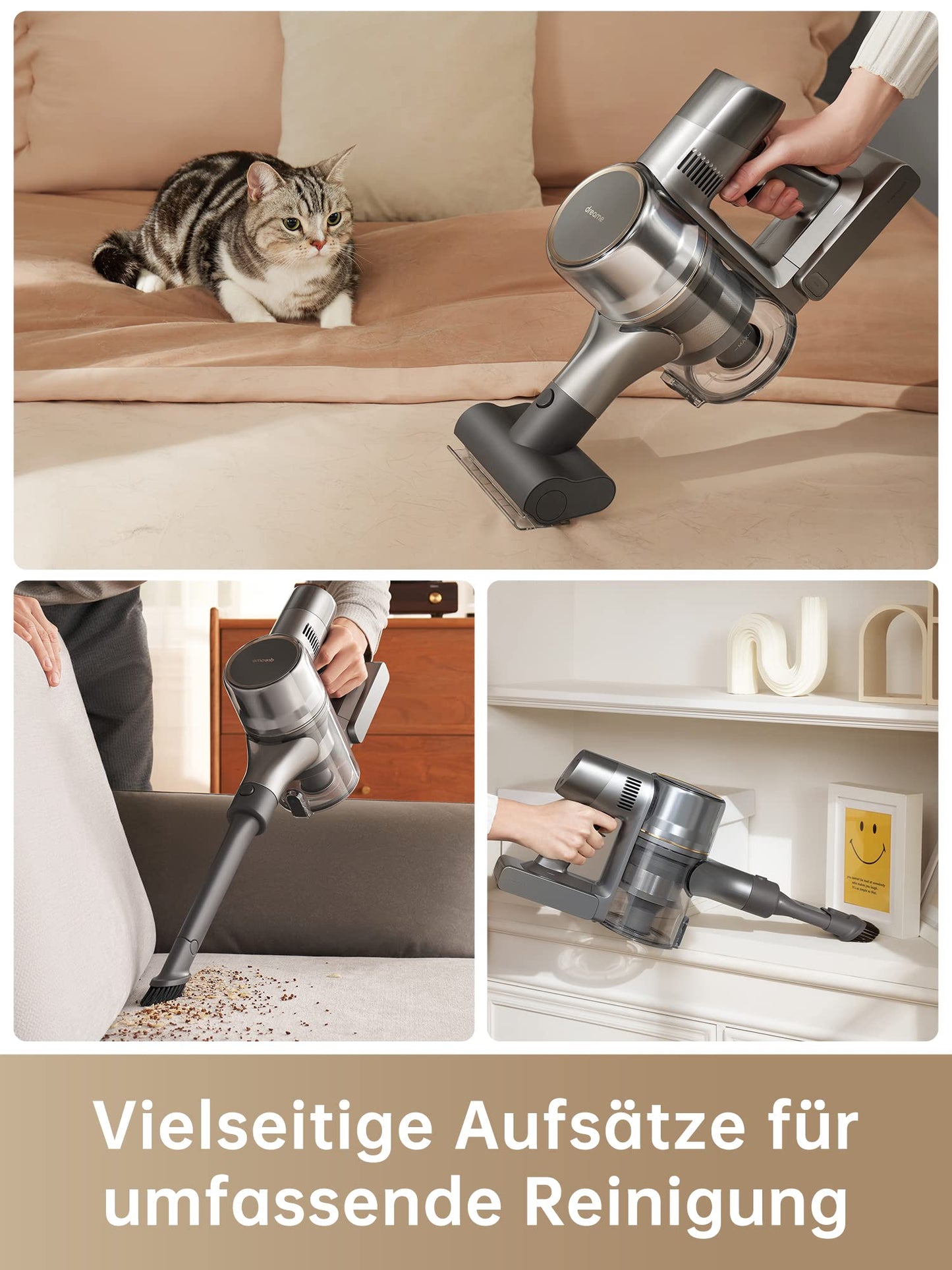 dreame R20 wireless vacuum cleaner, 22,000PA / 190AW Strong suction power, 90min Long running time, dirt detection, LED screen, blue LED light, no tangling, ideal for pet hair, carpets - VTV97A