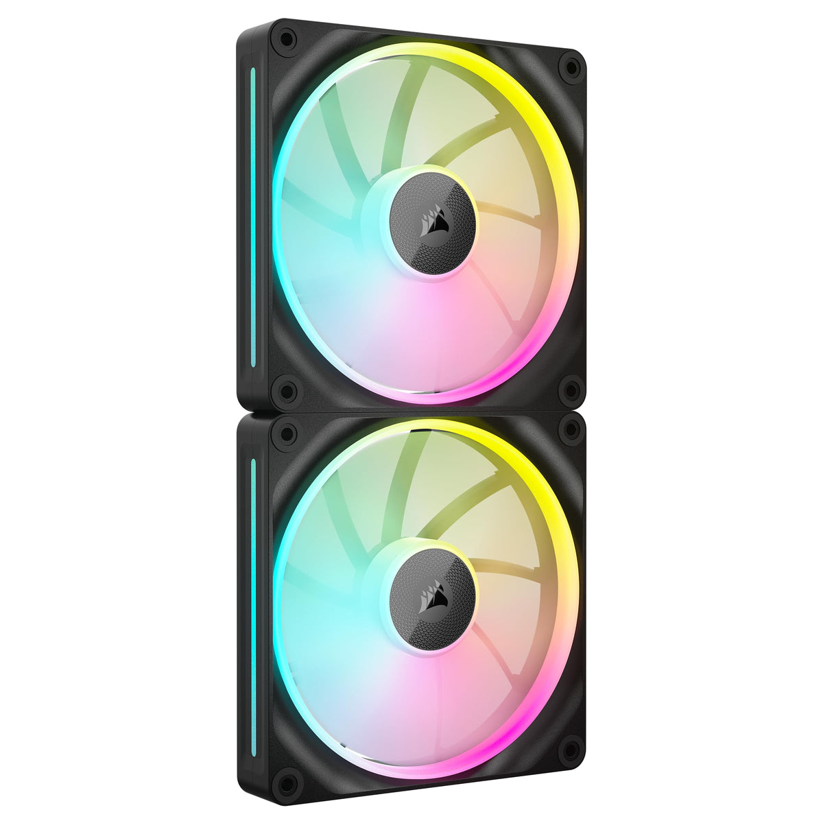 CORSAIR iCUE LINK LX140 RGB ventilator de 140mm PWM, pachet dublu – Două benzi de lumină – Inclus hub-ul sistemului iCUE LINK – Tehnologia CORSAIR AirGuide – Negru - CO-9051028-WW