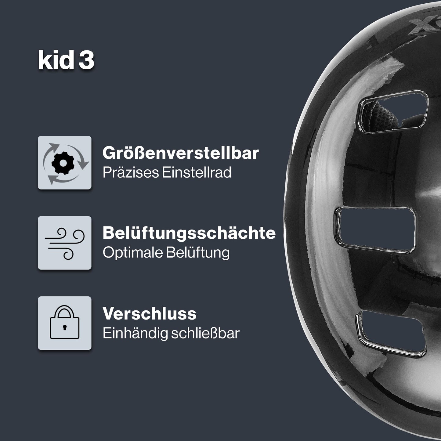 Uvex children's bicycle helmet Kid 3, dirt bike black, 51-55 cm - S414819