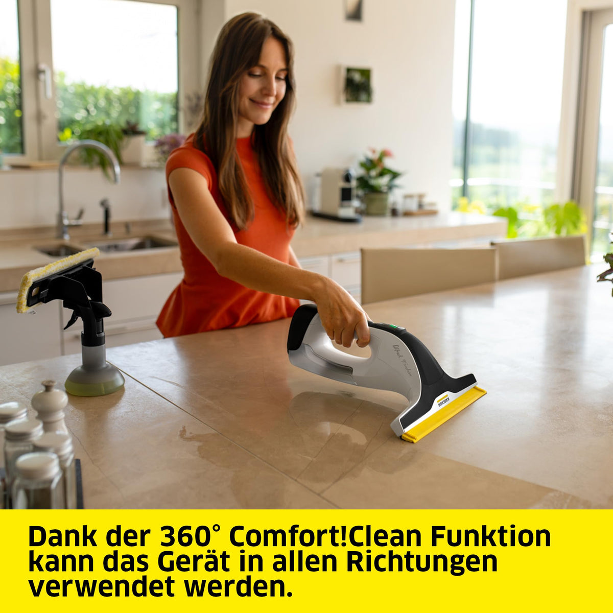 KÄRCHER Window Vacuum WV 8 Signature Line with Xtra!Flex® silicone lip, battery life: 55 min, dirty water tank: 150 ml, 2 suction nozzles, adjustable spray bottle with 2 microfiber cleaning pads. - 1.633-785.0